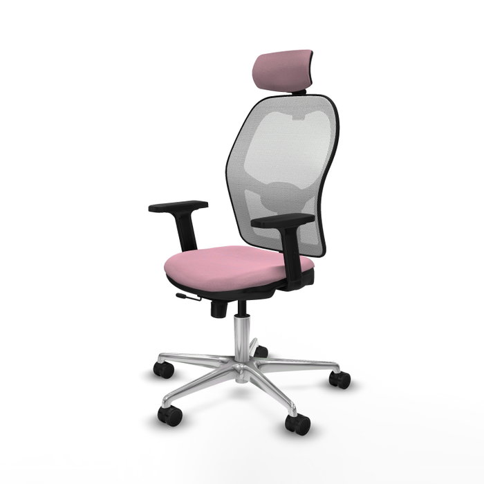 PIQUERAS Y CRESPO Silla de oficina Jorquera con mecanismo Sincro/Traslack Rosa y Blanco