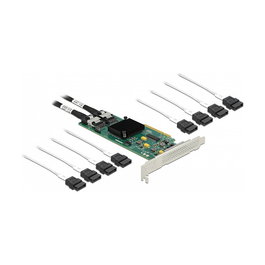 Delock Tarjeta Controladora PCIe x8 de 8 Puertos SATA 3.0 Interna con Cable, Hot-swap, Negro