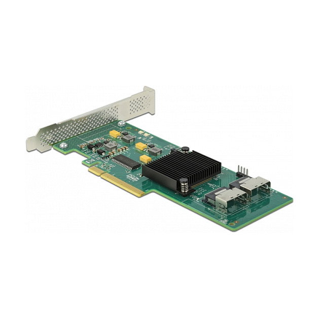 Delock Tarjeta Controladora PCIe x8 de 8 Puertos SATA 3.0 Interna con Cable, Hot-swap, Negro