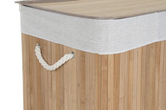 DKD Home Decor Cesta de Ropa Bambu de 3 Compartimentos DKD Home Decor Cesta de Ropa Bambu de 3 Compartimentos