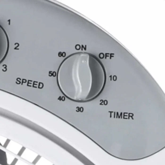 Haeger FF-012.004A Ventilador de Pie 30.5 cm Blanco, 5 Aspas, 3 Velocidades, Temporizador 2h, 1419 m³/h, Silencioso (60.5 dB), 40W