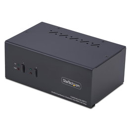 StarTech Switch KVM de 2 Puertos para Monitores Duales con DisplayPort y HDMI 4K 60Hz, Hub USB 5Gbps, Control de 2 Ordenadores, USB HID, Resolución 3840 x 2160 Píxeles