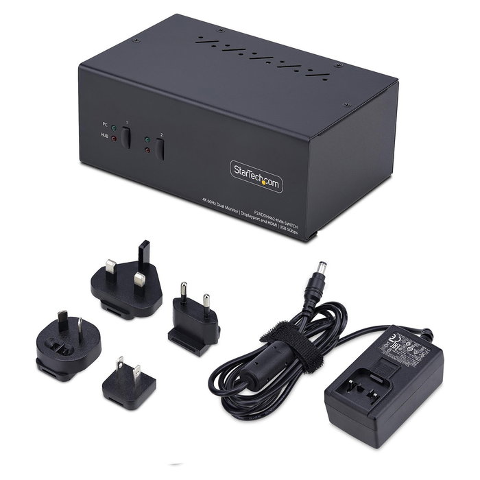 StarTech Switch KVM de 2 Puertos para Monitores Duales con DisplayPort y HDMI 4K 60Hz, Hub USB 5Gbps, Control de 2 Ordenadores, USB HID, Resolución 3840 x 2160 Píxeles StarTech Switch KVM de 2 Puertos para Monitores Duales con DisplayPort y HDMI 4K 60Hz, Hub USB 5Gbps, Control de 2 Ordenadores, USB HID, Resolución 3840 x 2160 Píxeles