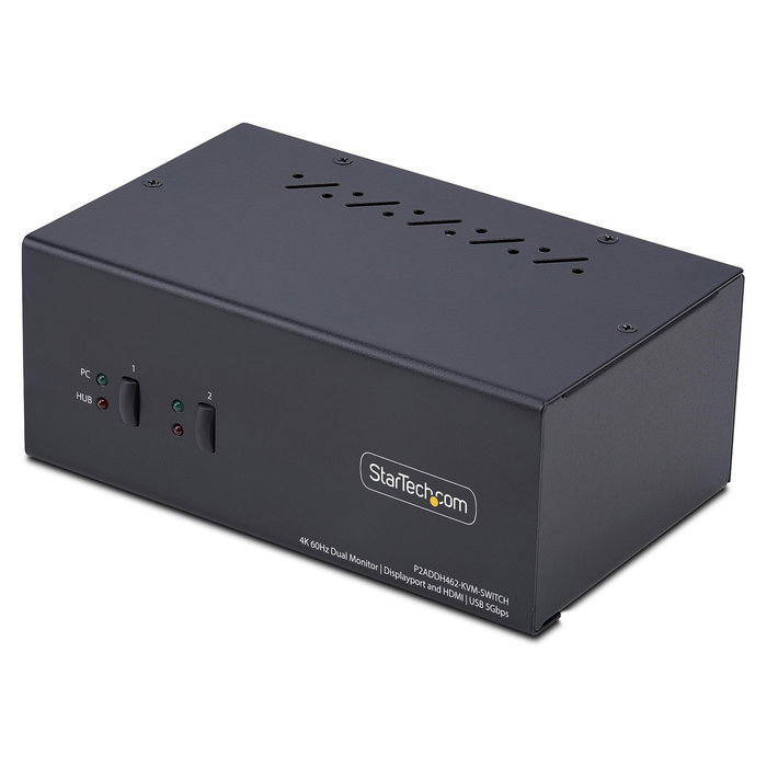 StarTech Switch KVM de 2 Puertos para Monitores Duales con DisplayPort y HDMI 4K 60Hz, Hub USB 5Gbps, Control de 2 Ordenadores, USB HID, Resolución 3840 x 2160 Píxeles StarTech Switch KVM de 2 Puertos para Monitores Duales con DisplayPort y HDMI 4K 60Hz, Hub USB 5Gbps, Control de 2 Ordenadores, USB HID, Resolución 3840 x 2160 Píxeles