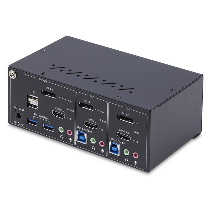 StarTech Switch KVM de 2 Puertos para Monitores Duales con DisplayPort y HDMI 4K 60Hz, Hub USB 5Gbps, Control de 2 Ordenadores, USB HID, Resolución 3840 x 2160 Píxeles StarTech Switch KVM de 2 Puertos para Monitores Duales con DisplayPort y HDMI 4K 60Hz, Hub USB 5Gbps, Control de 2 Ordenadores, USB HID, Resolución 3840 x 2160 Píxeles
