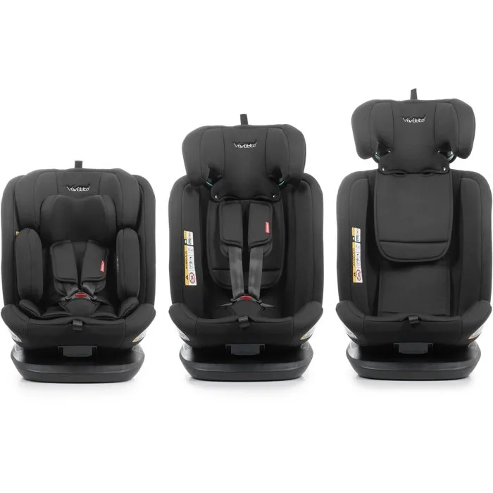 Babyauto BAB8435593704202 Silla de Coche Grupo 0/1/2/3 Giratoria 360° Reclinable con Reductor - Negra