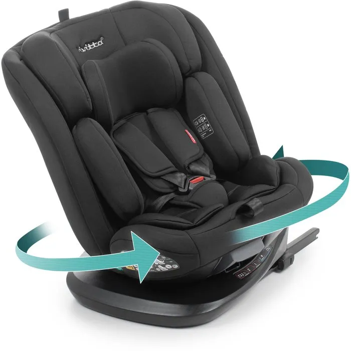 Babyauto BAB8435593704202 Silla de Coche Grupo 0/1/2/3 Giratoria 360° Reclinable con Reductor - Negra