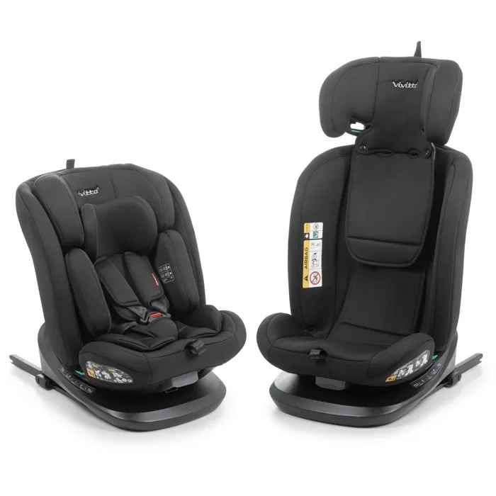 Babyauto BAB8435593704202 Silla de Coche Grupo 0/1/2/3 Giratoria 360° Reclinable con Reductor - Negra