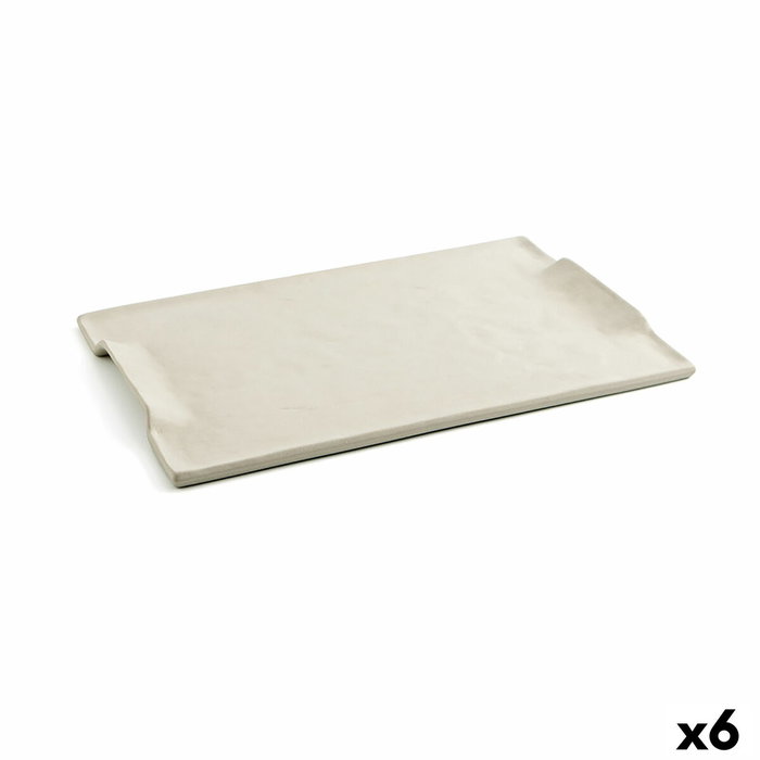 Quid Bandeja Rectangular Cerámica Mineral Gres 35x23 cm (6 Unidades) beige