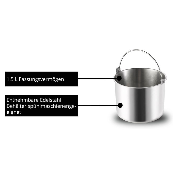 Unold 48826 Eismaschine EVA Compresor de Helados 1,5 L Negro Acero Inoxidable LED