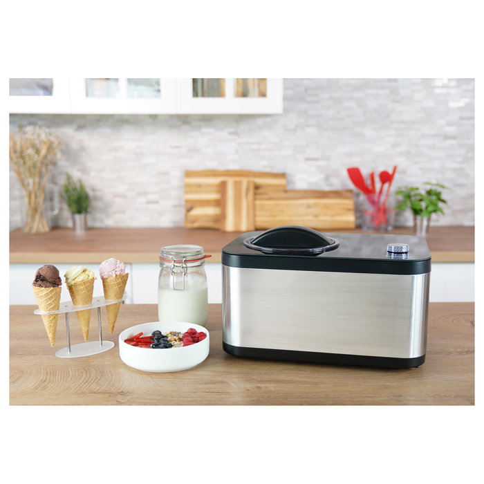 Unold 48826 Eismaschine EVA Compresor de Helados 1,5 L Negro Acero Inoxidable LED