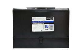 Clasificador Acordeon Office Box Pp 385X290Mm 24 Dptos.Maletin Con Asa Lomo 70Mm Negro (Set de 2)