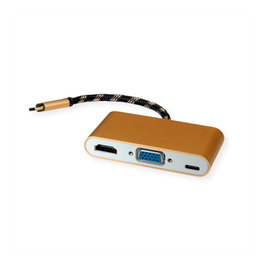 ROLINE 12.03.3155 Dock de portátil con USB 3.2 Gen 1 Type-B, HDMI, VGA y USB Type-C (PD)