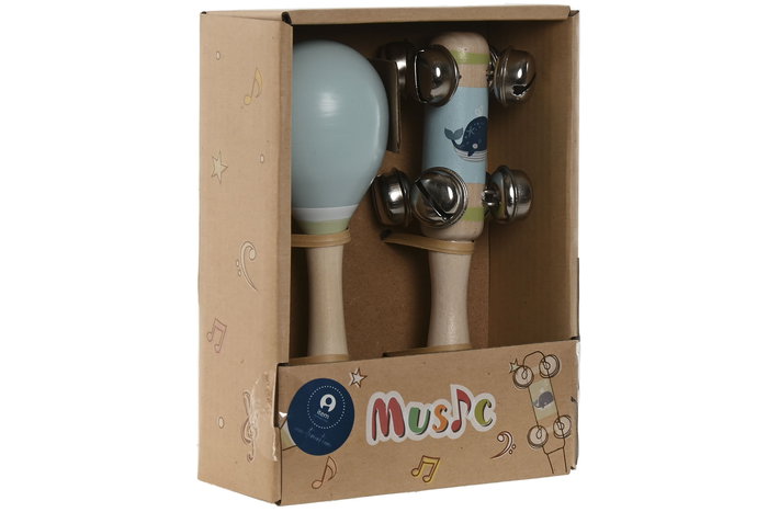 DKD Home Decor Juguete Musical Madera Multicolor Maraca 2 x 15.5 x 11.5 cm (4 Unidades)