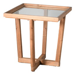 DKD Home Decor Mesita Auxiliar Moderno Marron Cristal Abeto 58 x 60 x 58 cm
