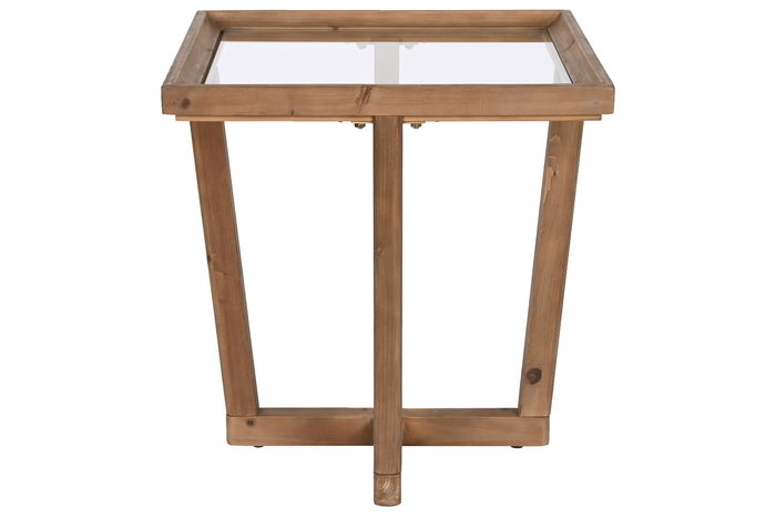 DKD Home Decor Mesita Auxiliar Moderno Marron Cristal Abeto 58 x 60 x 58 cm