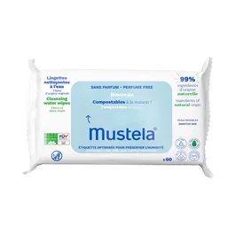 Mustela Toallitas al Agua sin Perfume Compostables 60 unidades