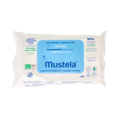 Mustela Toallitas al Agua sin Perfume Compostables 60 unidades