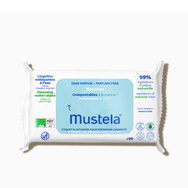 Mustela Toallitas Al Agua Sin Perfume Compostables en Casa 60 u