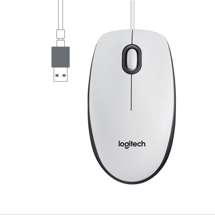 Logitech M100 Ratón Óptico Ambidextro USB Blanco