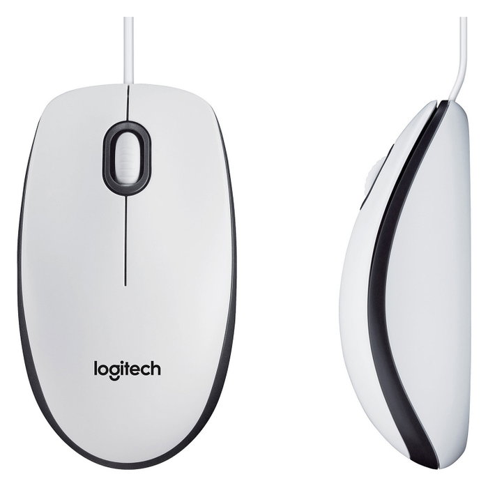 Logitech M100 Ratón Ambidextro Blanco