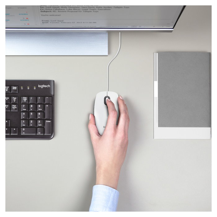Logitech M100 Ratón Ambidextro Blanco