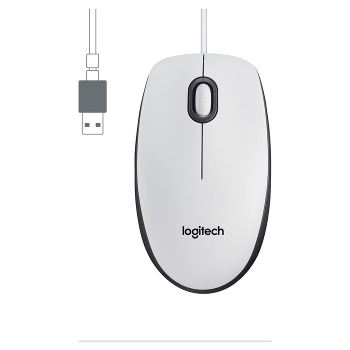Logitech M100 Ratón Ambidextro Blanco