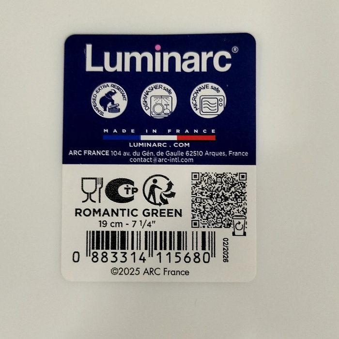 Luminarc Plato de Postre Romantic Verde 19cm Blanco