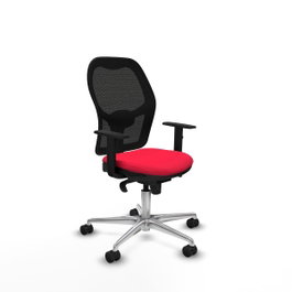 PIQUERAS Y CRESPO Silla de oficina Jorquera con mecanismo Sincro, Tela Rojo y Malla Negro