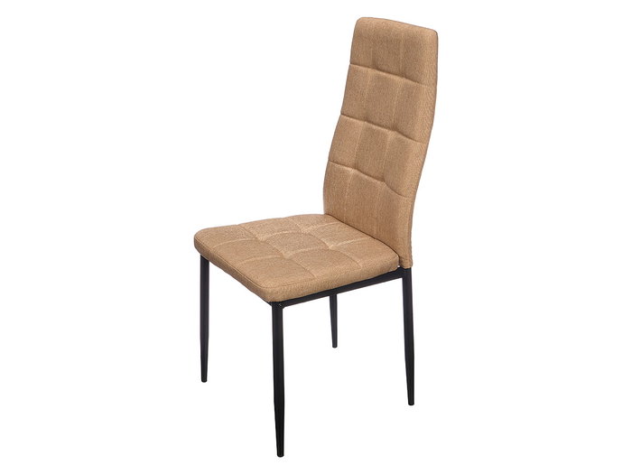 Giftdecor Silla Respaldo Alto Loneta Beige Lino Metal 64 x 48 x 95 cm (Set de 4)