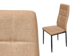 Giftdecor Silla Respaldo Alto Loneta Beige Lino Metal 64 x 48 x 95 cm (Set de 4)