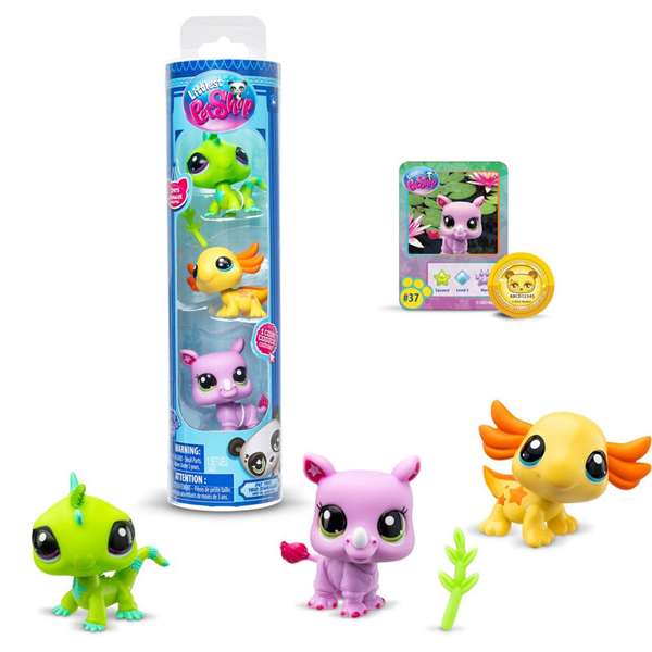 Littlest Pet Shop Pack 3 Figuras Mascotas 6,35x25,4x6,35 cm Modelos Surtidos