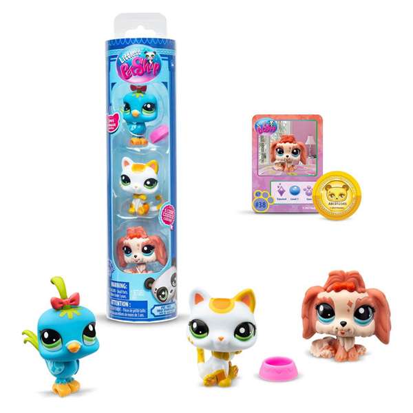 Littlest Pet Shop Pack 3 Figuras Mascotas 6,35x25,4x6,35 cm Modelos Surtidos