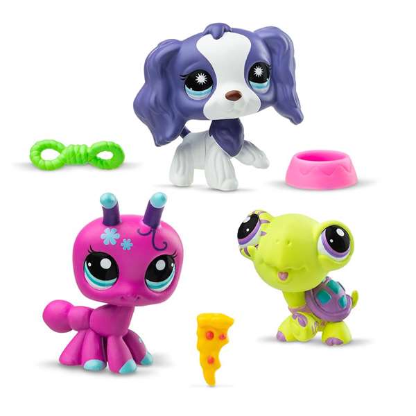 Littlest Pet Shop Pack 3 Figuras Mascotas 6,35x25,4x6,35 cm Modelos Surtidos