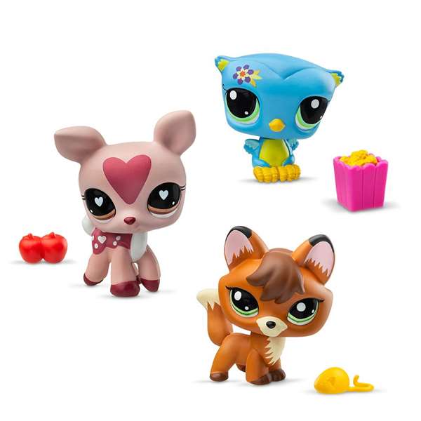 Littlest Pet Shop Pack 3 Figuras Mascotas 6,35x25,4x6,35 cm Modelos Surtidos