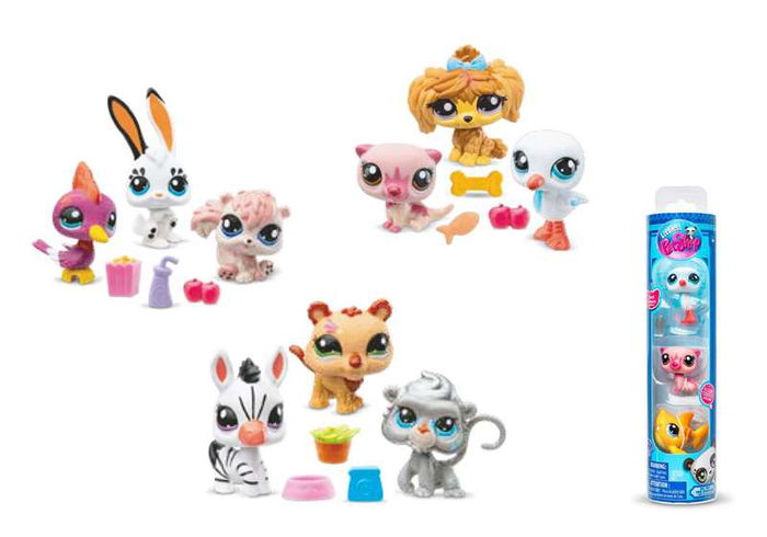 Littlest Pet Shop Pack 3 Figuras Mascotas 6,35x25,4x6,35 cm Modelos Surtidos