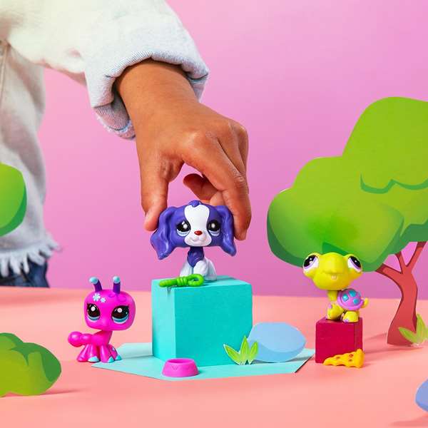 Littlest Pet Shop Pack 3 Figuras Mascotas 6,35x25,4x6,35 cm Modelos Surtidos