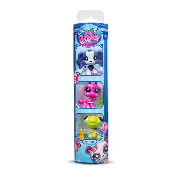 Littlest Pet Shop Pack 3 Figuras Mascotas 6,35x25,4x6,35 cm Modelos Surtidos