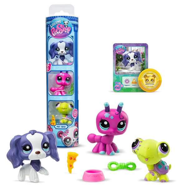 Littlest Pet Shop Pack 3 Figuras Mascotas 6,35x25,4x6,35 cm Modelos Surtidos