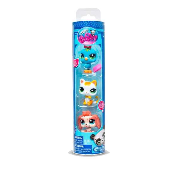 Littlest Pet Shop Pack 3 Figuras Mascotas 6,35x25,4x6,35 cm Modelos Surtidos