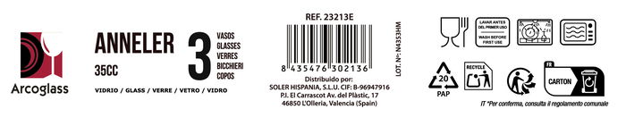 La Mediterranea Set 3 Jarritas Con Asa 35 Cc "Anneler" (36 Cajas)