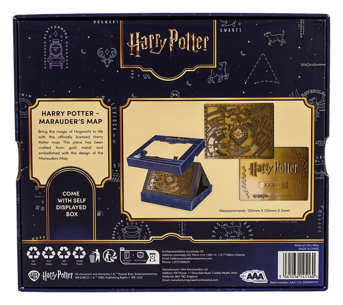 AAA Merchandise Harry Potter Réplica Marauder's Map Metal Map 15 cm AAA Merchandise Harry Potter Réplica Marauder's Map Metal Map 15 cm