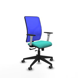 PIQUERAS Y CRESPO Silla de oficina Motilla con mecanismo Sincro/Traslack, Turquesa y Azul