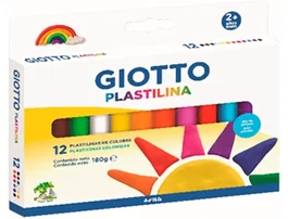 Giotto Plastilina Vegetal Clásica, No Mancha ni Se Seca, Caja de 12 Colores Surtidos, Salchichón 15g