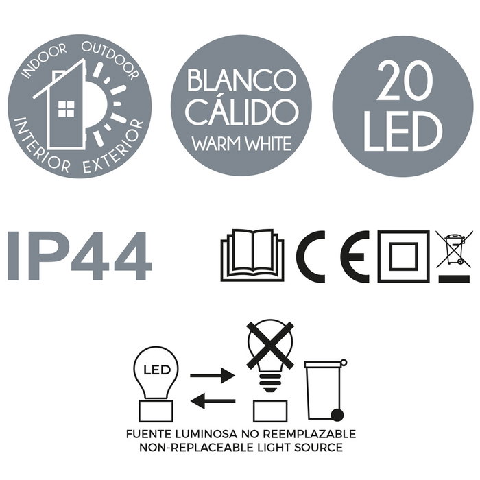 Home Deco Factory Guirnalda Exterior 20 LED Multicolor IP44 Cable 10,7 m Home Deco Factory Guirnalda Exterior 20 LED Multicolor IP44 Cable 10,7 m