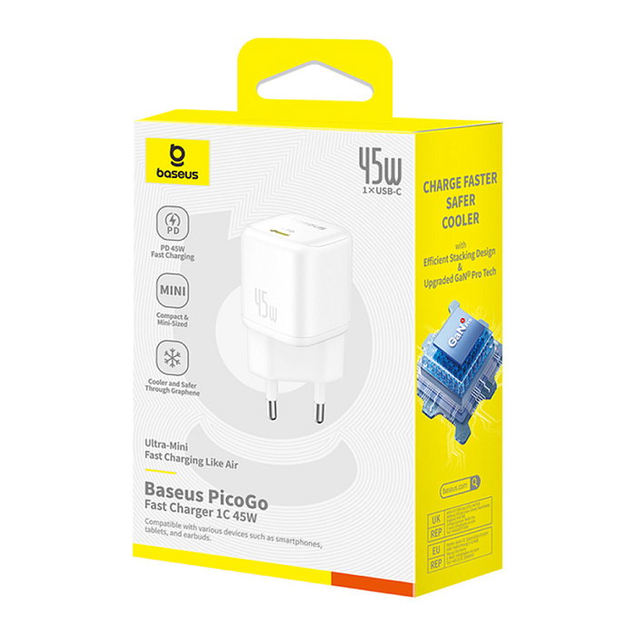 Baseus PicoGo GaN Cargador 45W Blanco EU