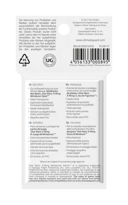 Ultimate Guard Board Game Sleeves (50) - X-Wing Miniatures Game