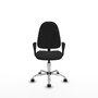 Silla de oficina Algarra con mecanismo Contacto permanente básico tapizada con Similpiel color Negro. Equipada con Base cromada, Brazos fijos y Ruedas de nailon 50 mm