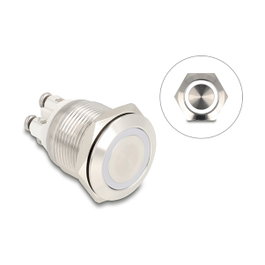 DeLOCK 20977 Pulsador de inserción con LED 19 mm 4 x terminales de tornillo Plata
