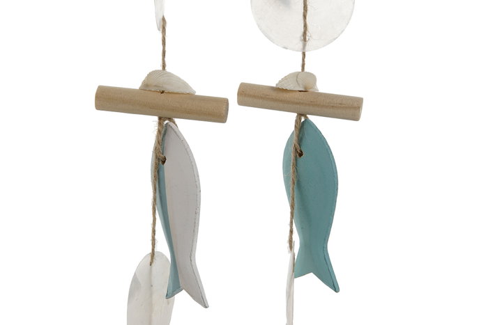 DKD Home Decor Decoración Colgante de Madera y Resina de Peces, 14x3x53 cm
